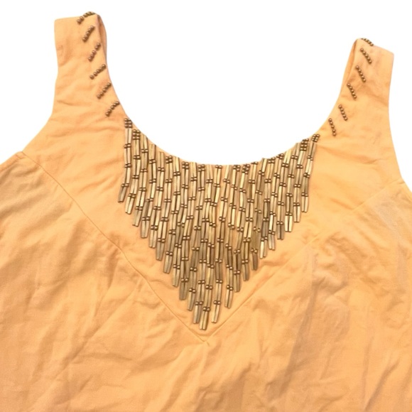 Peach Sleeveless Top with Mesh Detail - Picture 3 of 12